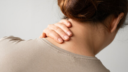 Fototapeta premium Woman suffering from neck pain