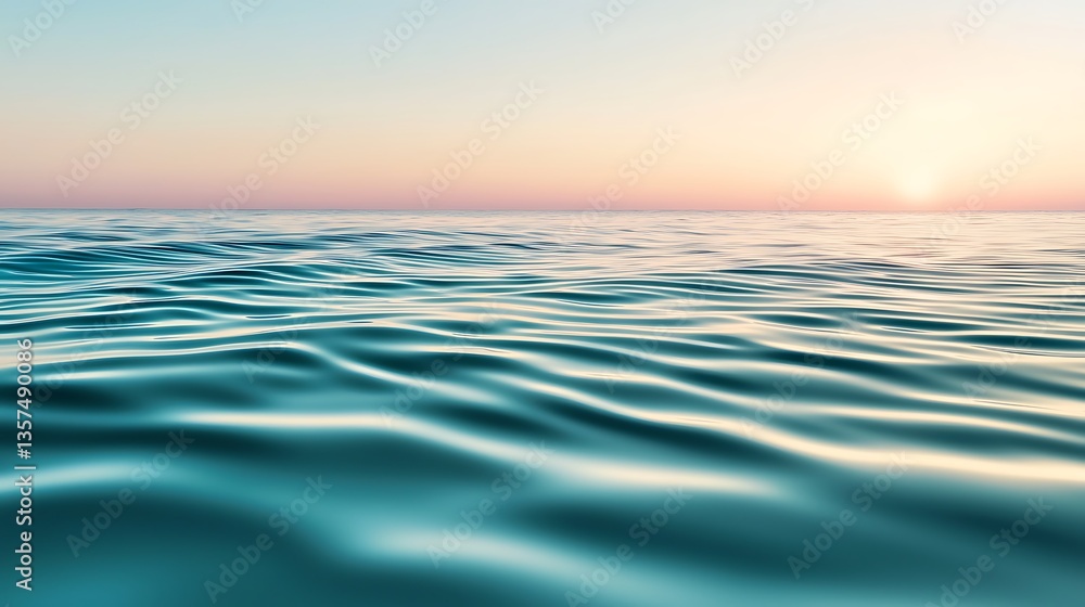 Aufkleber serene ocean waves at sunset with subtle color gradation in the sky creating a peaceful atmosphere