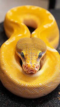 Yellow Python Closeup Portrait.