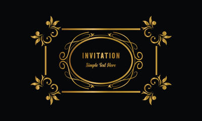 Gold invitation frame floral template element design