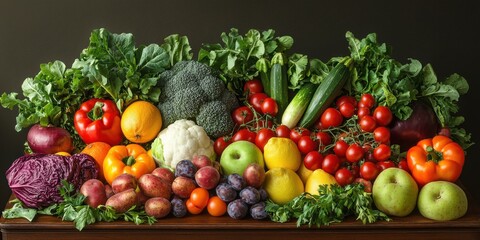 A colorful display of organic fruits and vegetables at a local farmers market showcasing the beauty of fresh produce