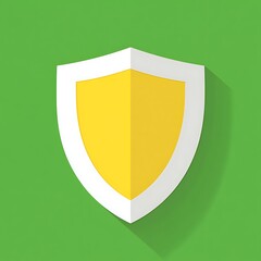 Fototapeta premium Yellow Shield Icon with Green Background.