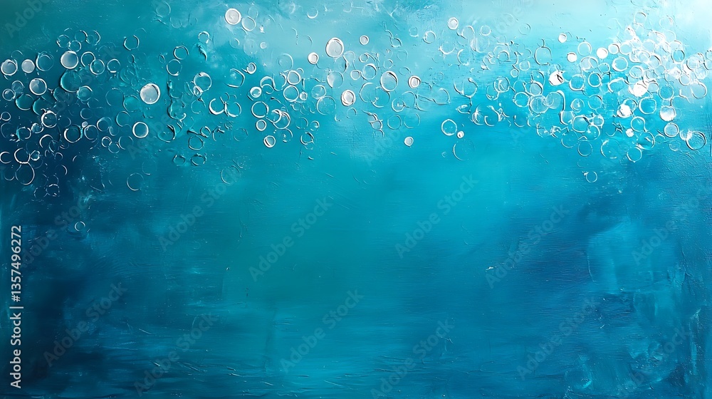 Poster abstract turquoise background with bubbles, artistic texture and smooth gradients for creative proje