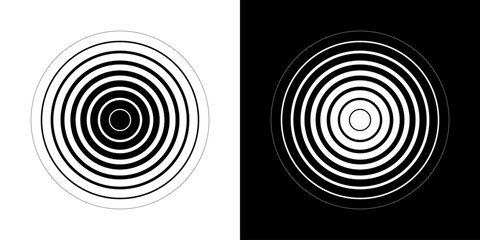 Abstract geometric concentric circle vector elements isolated on a background. Color retro halftone ring pattern.