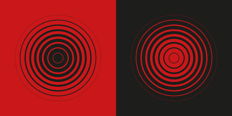 Abstract geometric concentric circle vector elements isolated on a background. Color retro halftone ring pattern.