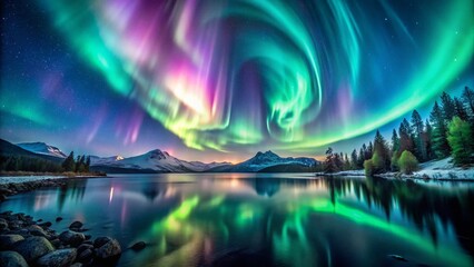 Magical Aurora Borealis Night Sky with Bokeh, Stunning Northern Lights Desktop Wallpaper