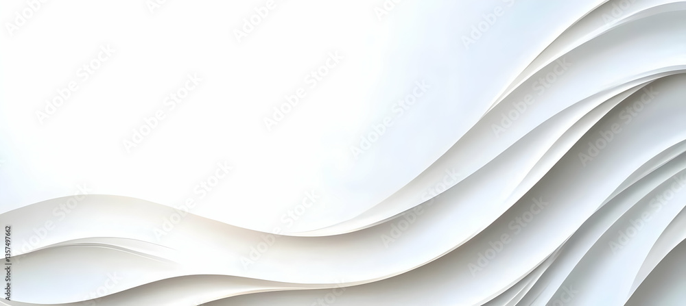 Poster elegant white wave pattern background with soft light modern abstract design and seamless surface fo