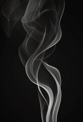 Obraz premium Abstract White Smoke Flowing on Black Background - Minimalist Design