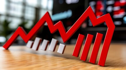 Red arrow graph showing market recovery after decline.