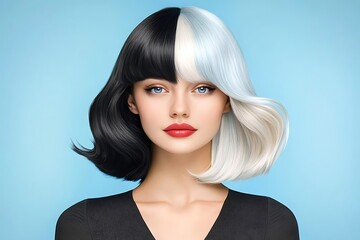 Fototapeta premium Captivating beauty shot jet black haired woman in a glamorous studio environment