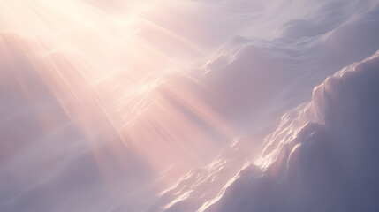 Soft light rays illuminating cloud layers nature wallpaper background serene atmosphere aerial view dreamy concept
