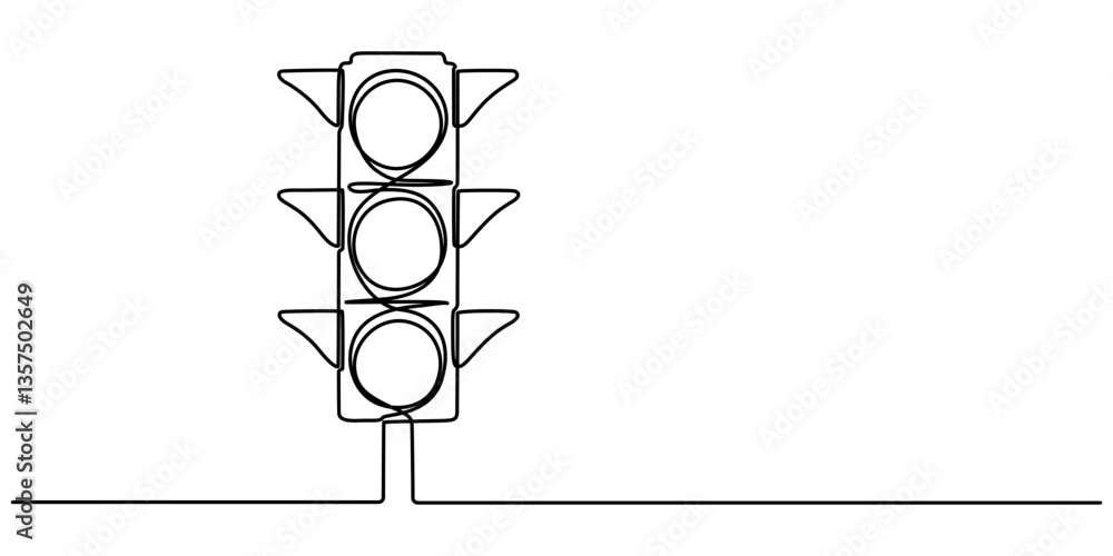 Poster light traffic one line continuous. light traffic line art. hand drawn vector art, single continuous 