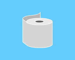 Simple illustration of a roll of paper against a light blue background.  Perfect for concepts of cleanliness, hygiene, or resource management.