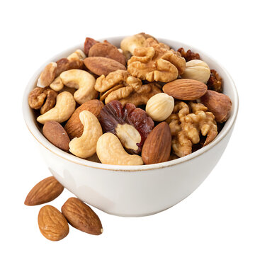 Bowl of mixed nuts isolated on white background png