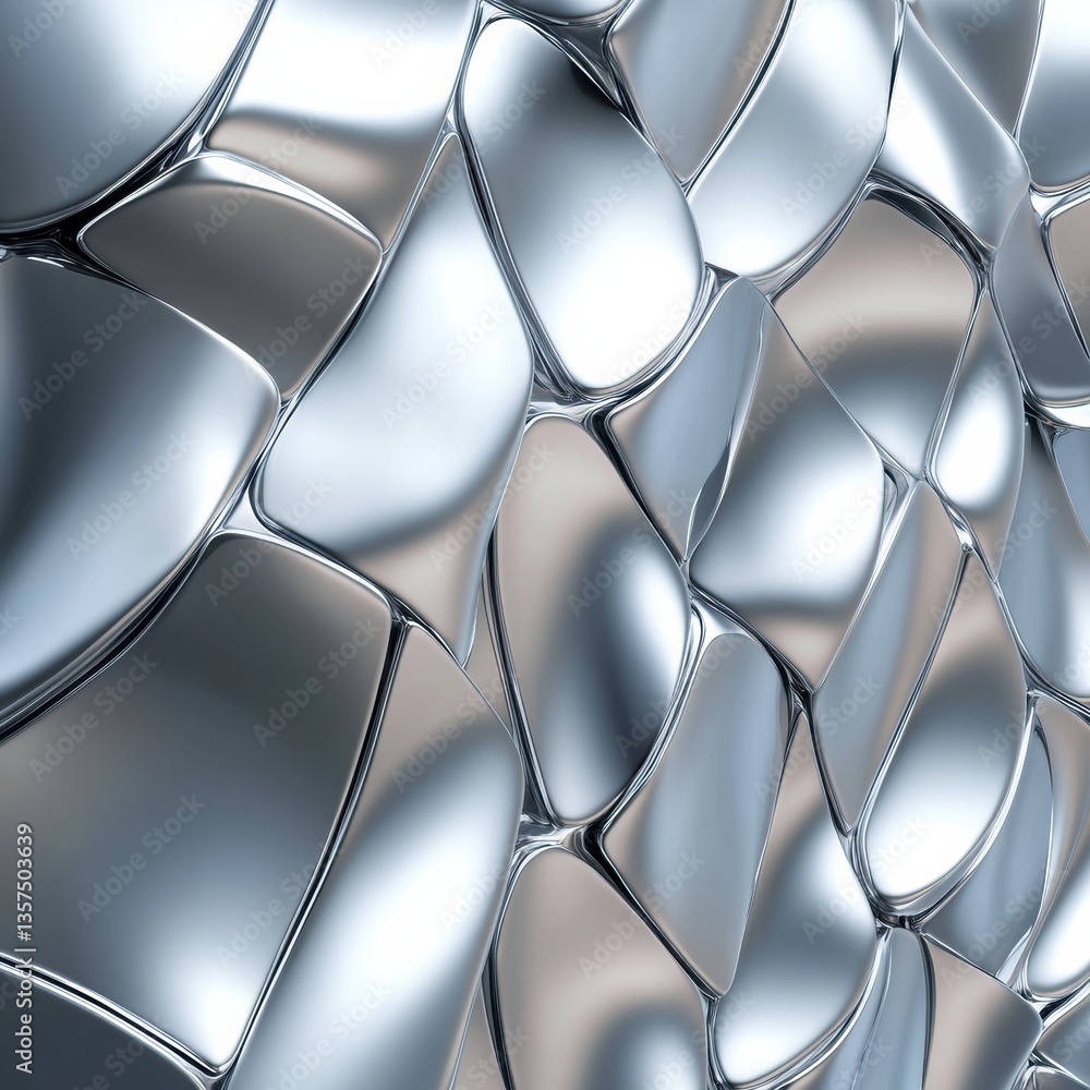 Fototapete high-tech metallic texture featuring chrome reflections and sleek gradients for modern luxury design