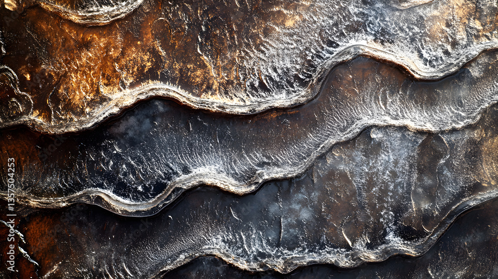 Poster intricate winter ice frost patterns nature background macro detail cold environment close-up view fo