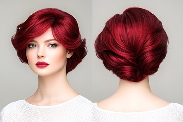 Bold magenta red-haired woman at fashion event in urban setting a stylish baca experience