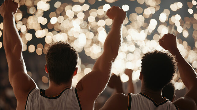 Basketball team celebrating championship victory in joyous moment