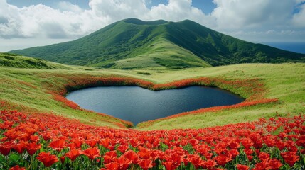 Art Mountain Massive Perspective Filled Heart-shaped
