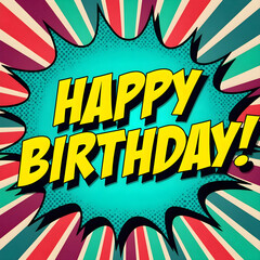 Vibrant and festive "Happy Birthday" design with colorful balloons and confetti. Perfect for birthday celebrations, invitations, or party decor, adding joy and excitement to any event