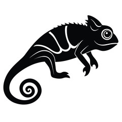 Chameleon logo icon design Chameleon lizard vector illustration template Cute chameleon silhouette cut out vector icon Icon chameleon. Flat symbol chameleon. Isolated black sign chameleon on white