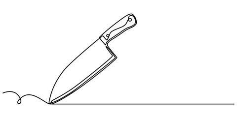 Kitchen knife one line continuous drawing. Kitchen tools continuous one line illustration. Vector minimalist linear illustration, Knife kitchen continuous line. Continuous one line drawing knife pro.