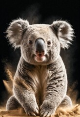 Koala Wild Animal Elegant Dramatic Portrait On A Mist Dark Background
