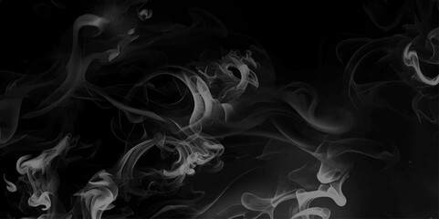 Naklejka premium Smoke steam set of airborne particulates and gases emitted. Gray smokes or steam, for use on dark background. Realistic cigarette smoke or steam waves of hot coffee or tea. Food steam, hookah or vapor