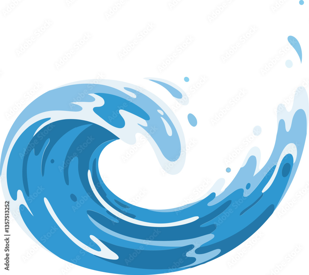 Poster flowing ocean wave in vibrant blue hues showcasing a minimal design style in dynamic motion vector a