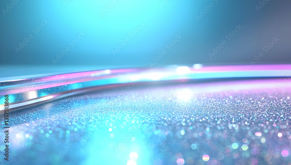 Poster sparkling abstract background with blue and pink light curve and smooth texture for modern presentat