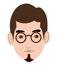 Man character face avatar in glasses. Modern colorful style. Male portrait. Vector cartoon illustration.