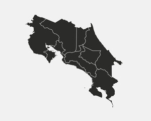 High detailed Costa Rica map isolated on a white background. Costa Rica background. Map of Costa Rica. Vector illustration