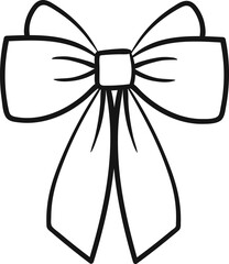 Bow with cat ears, drawing. Freehand doodle drawing. One decorative bow, sketch.