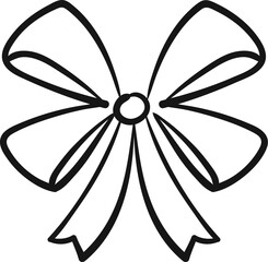 Double bow, pattern. Freehand doodle drawing. One decorative bow, sketch.