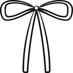 One line bow, drawing. Freehand doodle drawing. One decorative bow, sketch.