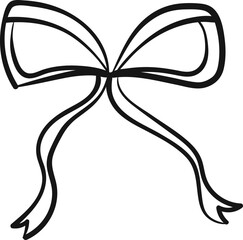 Ribbon, hand drawing. Freehand doodle drawing. One decorative bow, sketch.
