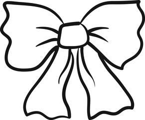 Lush bow, drawing. Freehand doodle drawing. One decorative bow, sketch.
