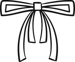 Strict bow, drawing. Freehand doodle drawing. One decorative bow, sketch.