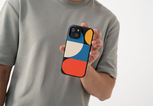 Mockup Of Man Holding Customized Smartphone Case