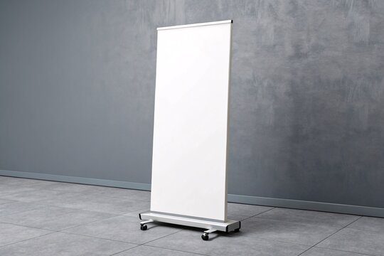 Blank Roll-Up Banner Mockup Realistic Portable Standee, Advertising Display, Trade Show Marketing, Custom Design Template, PSD Download