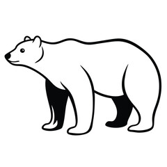 Fototapeta premium Polar bear on illustration logo bear silhouette. Bear silhouette collection black white background. The white bear and her cub bear walks through the snow.