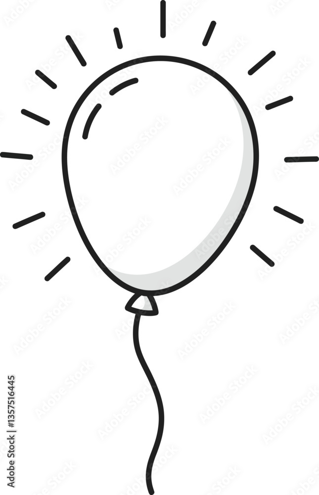 Aufkleber a simple balloon with rays of light in a minimal design style creating a joyful atmosphere, perfect 