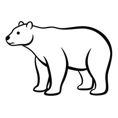 Fototapeta premium Polar bear on illustration logo bear silhouette. Bear silhouette collection black white background. The white bear and her cub bear walks through the snow.