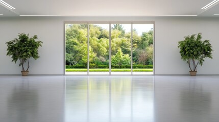 Spacious, modern interior with expansive garden views