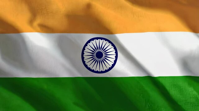 Vibrant indian flag waving in the wind: a symbol of freedom, unity, and patriotism captured in highresolution for cultural, educational, and creative projects
