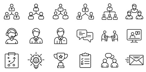 "Team Line Icon Representing Collaboration, Group Work, and Teamwork in a Clean and Minimal Linear Design"