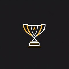 A golden trophy icon with a star on a black background, representing achievement and victory, suitable for award - related themes.