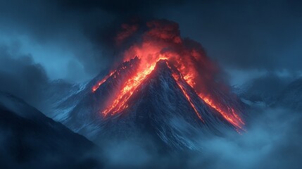 Generic Mountain Crown Overview Edges Swirling Smoke