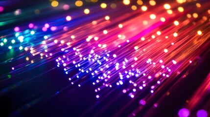 Obraz premium Neon fiber-optic beams creating stunning light patterns and color contrast
