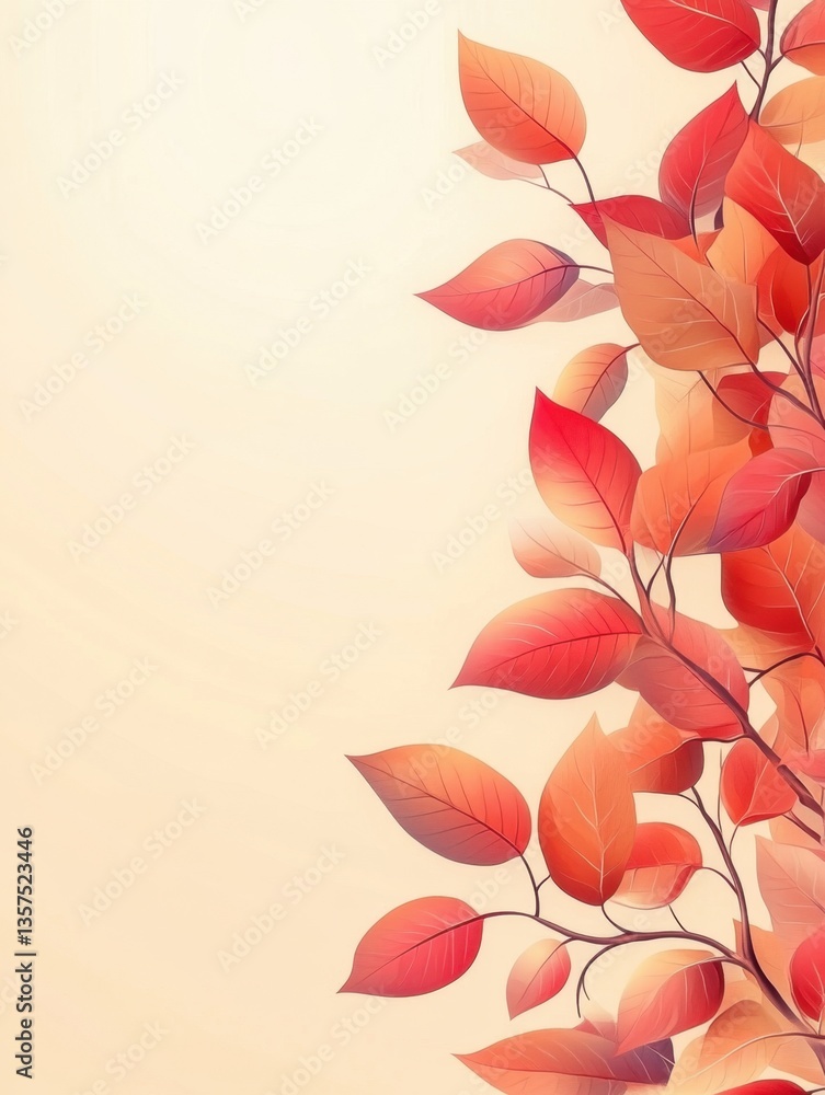 Aufkleber autumnal elegance with vibrant leaves against a soft backdrop creating a serene and artistic fall ae
